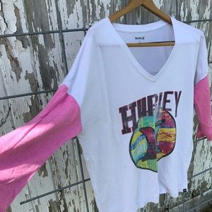 Hurley baseball sleeve oversized dolman tee size L